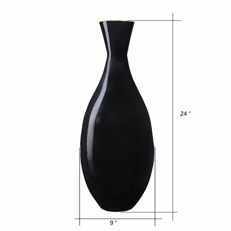 PAISAJE Handcrafted 24 in. Tall Black Bamboo Decorative Tear Drop Floor Vase for Silk Plants PA3857380